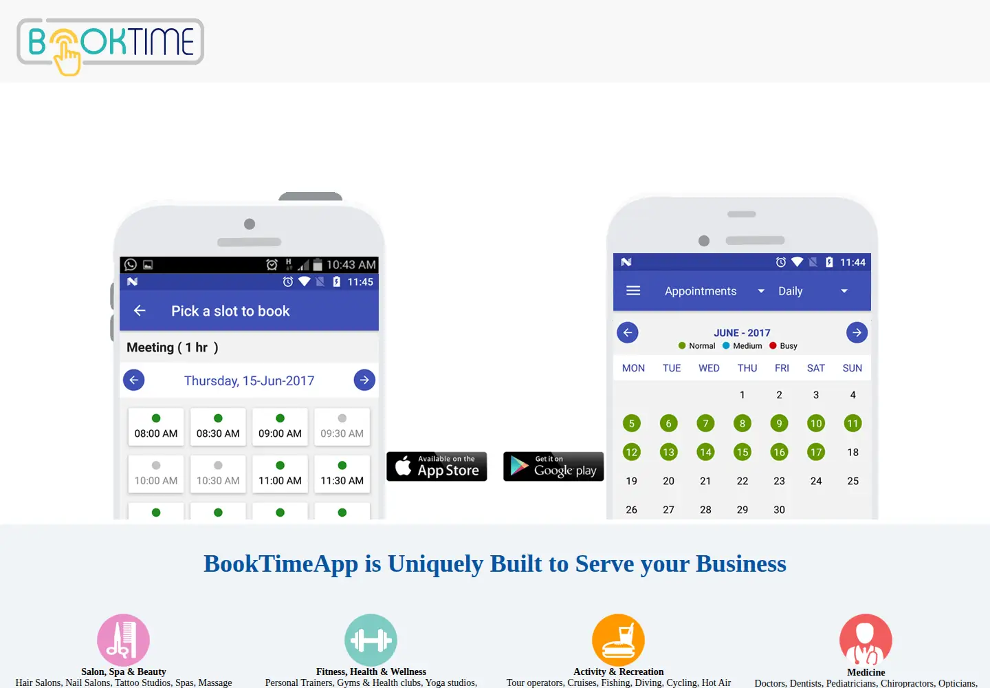 Captured homepage of booktimeapp.com in the current scan