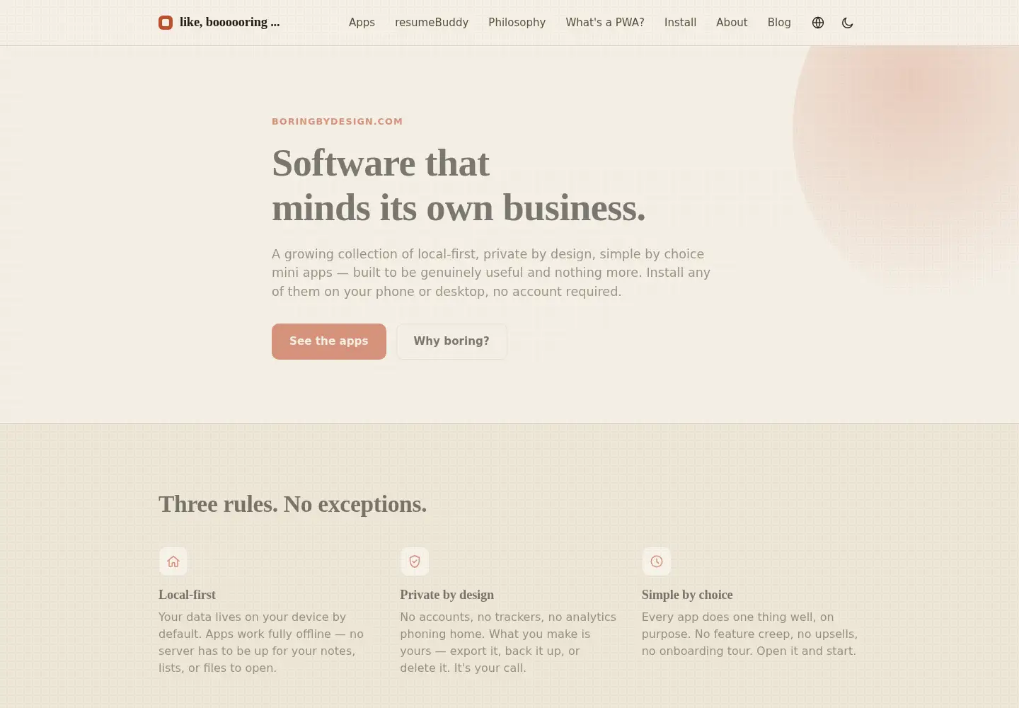 Captured homepage of boringbydesign.com in the current scan