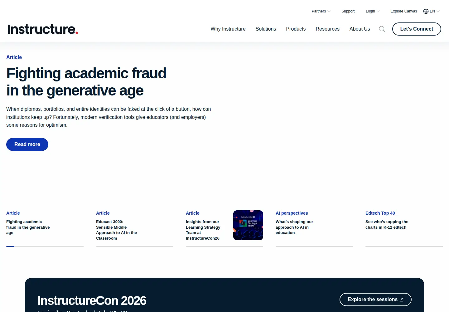 Screenshot of instructure.com