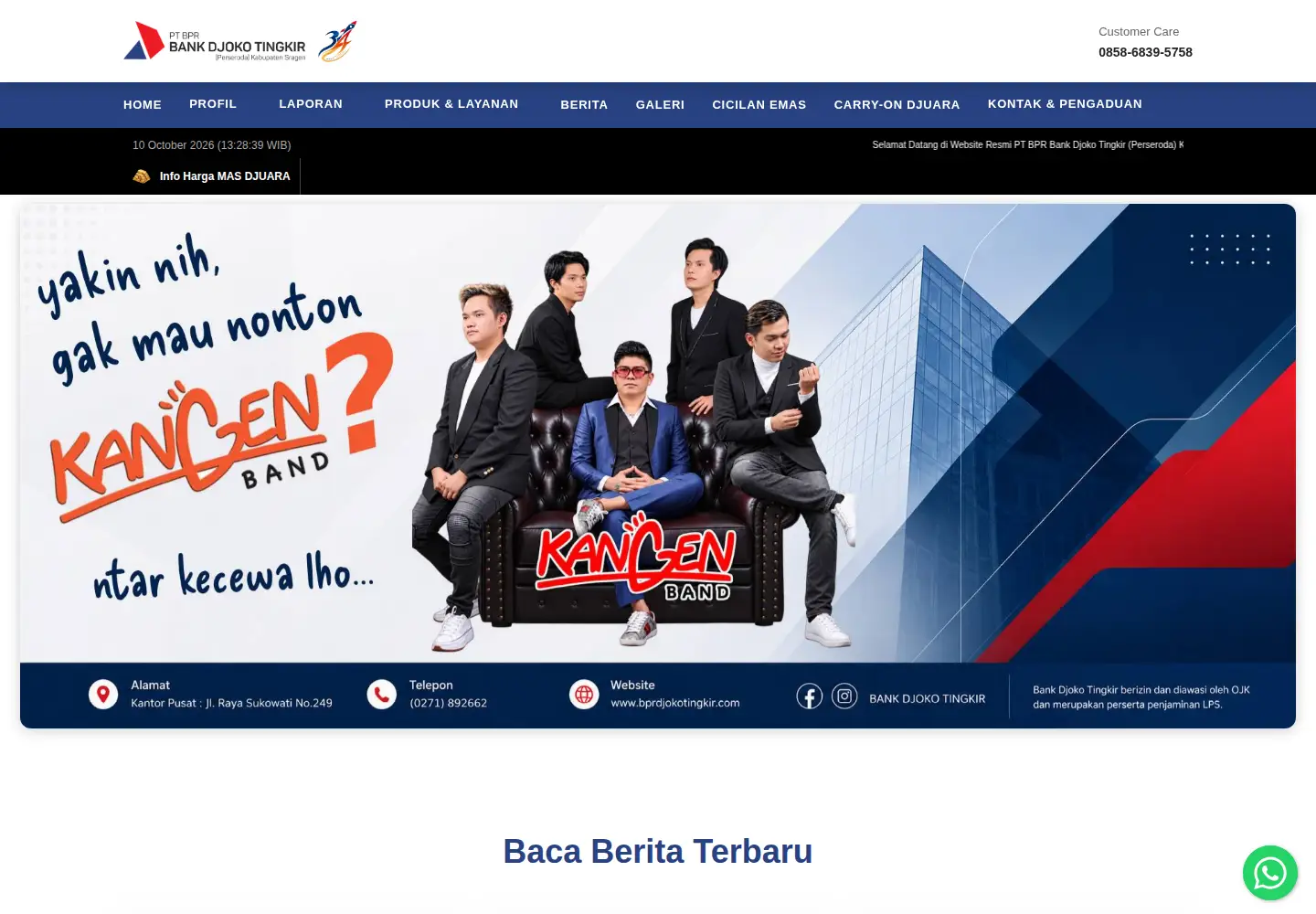 Captured homepage of bprdjokotingkir.com in the current scan