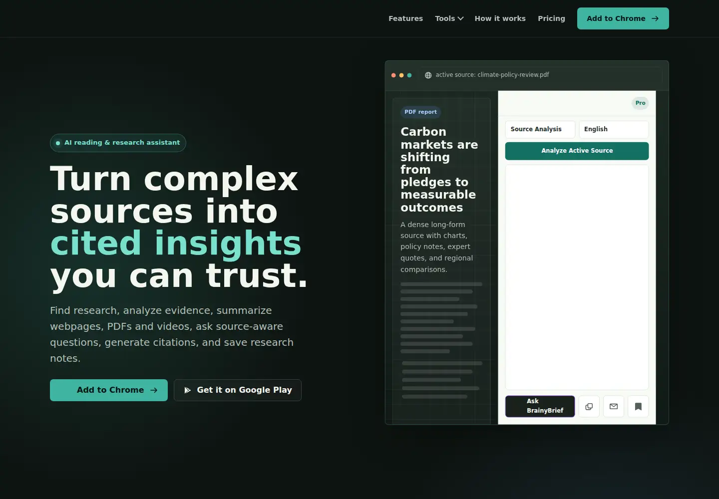 Captured homepage of brainybrief.com in the current scan