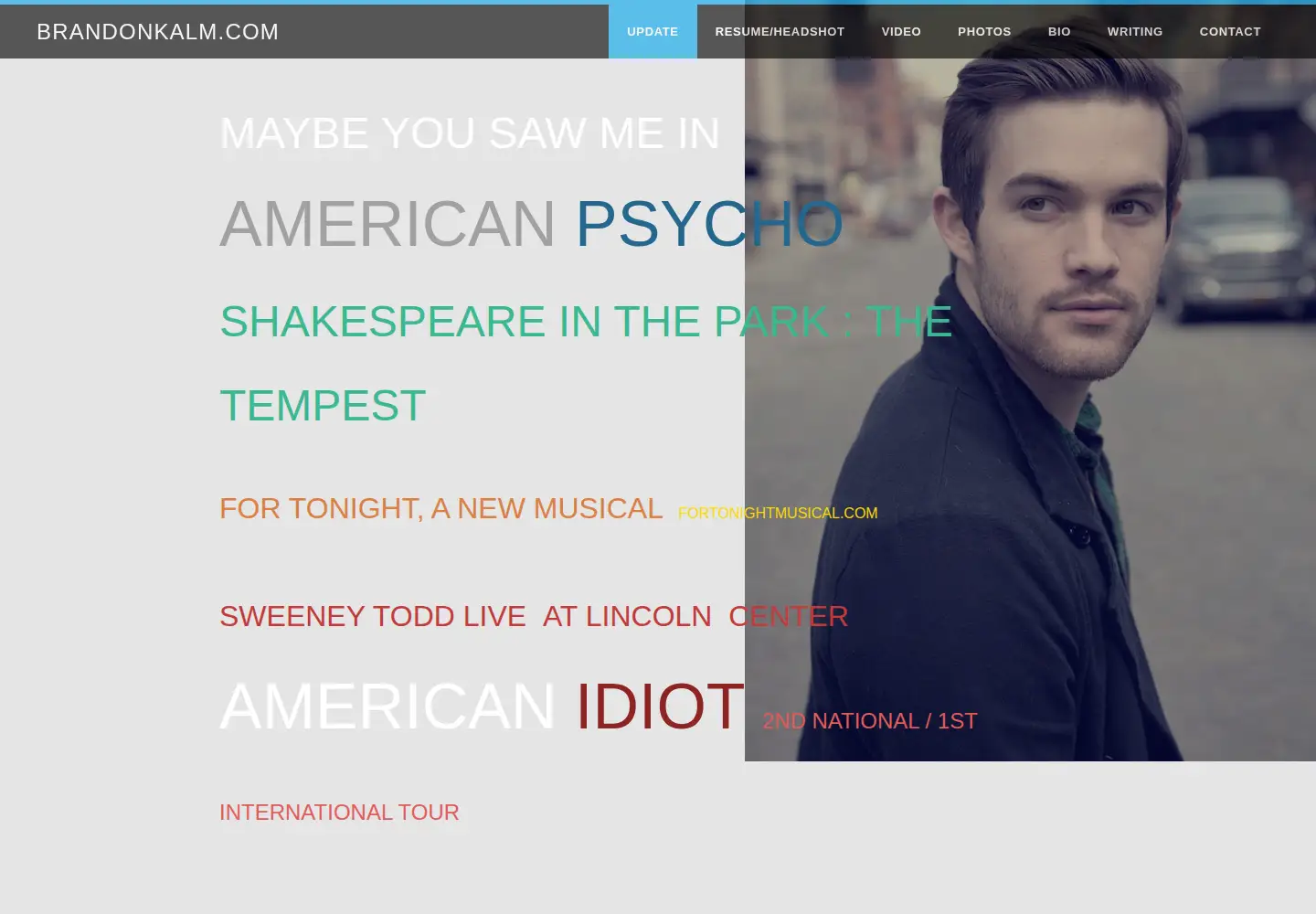 Captured homepage of brandonkalm.com in the current scan