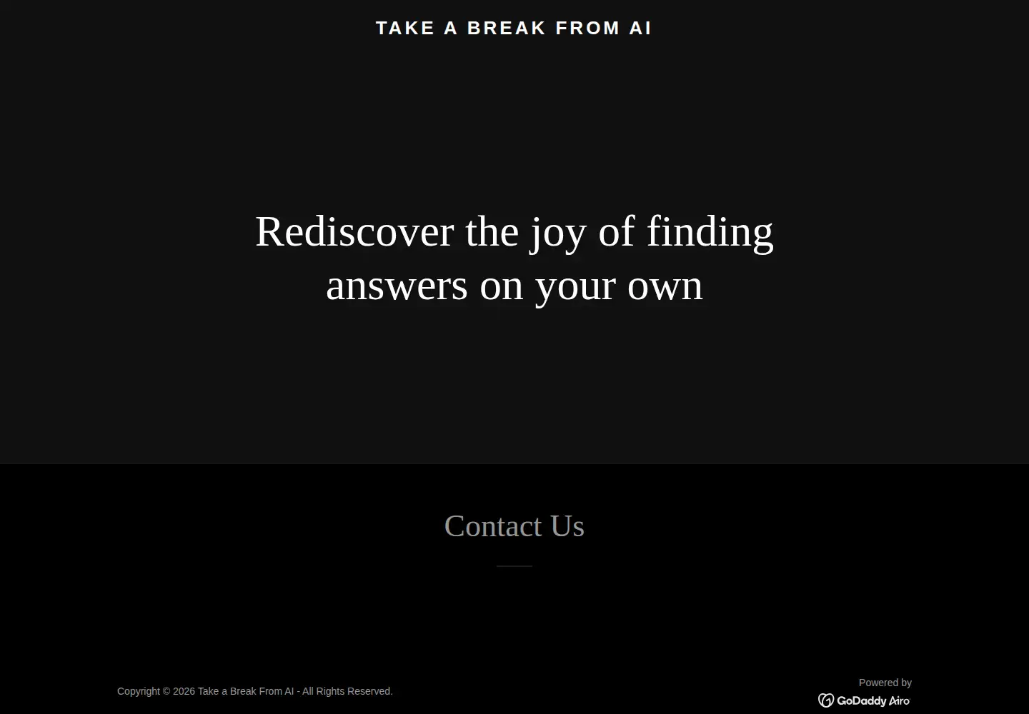 Captured homepage of breakfromai.com in the current scan