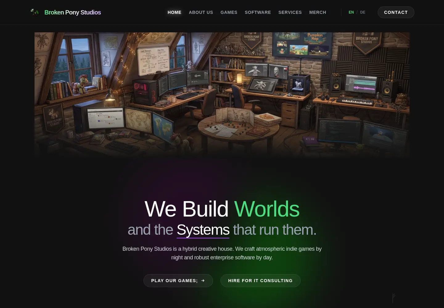 Screenshot of brokenponystudios.com