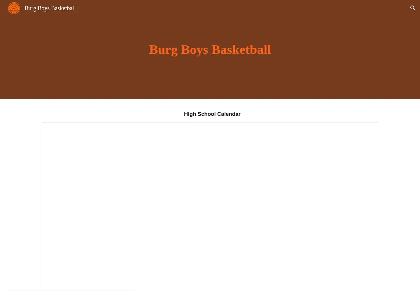 Captured homepage of burgbasketball.com in the current scan