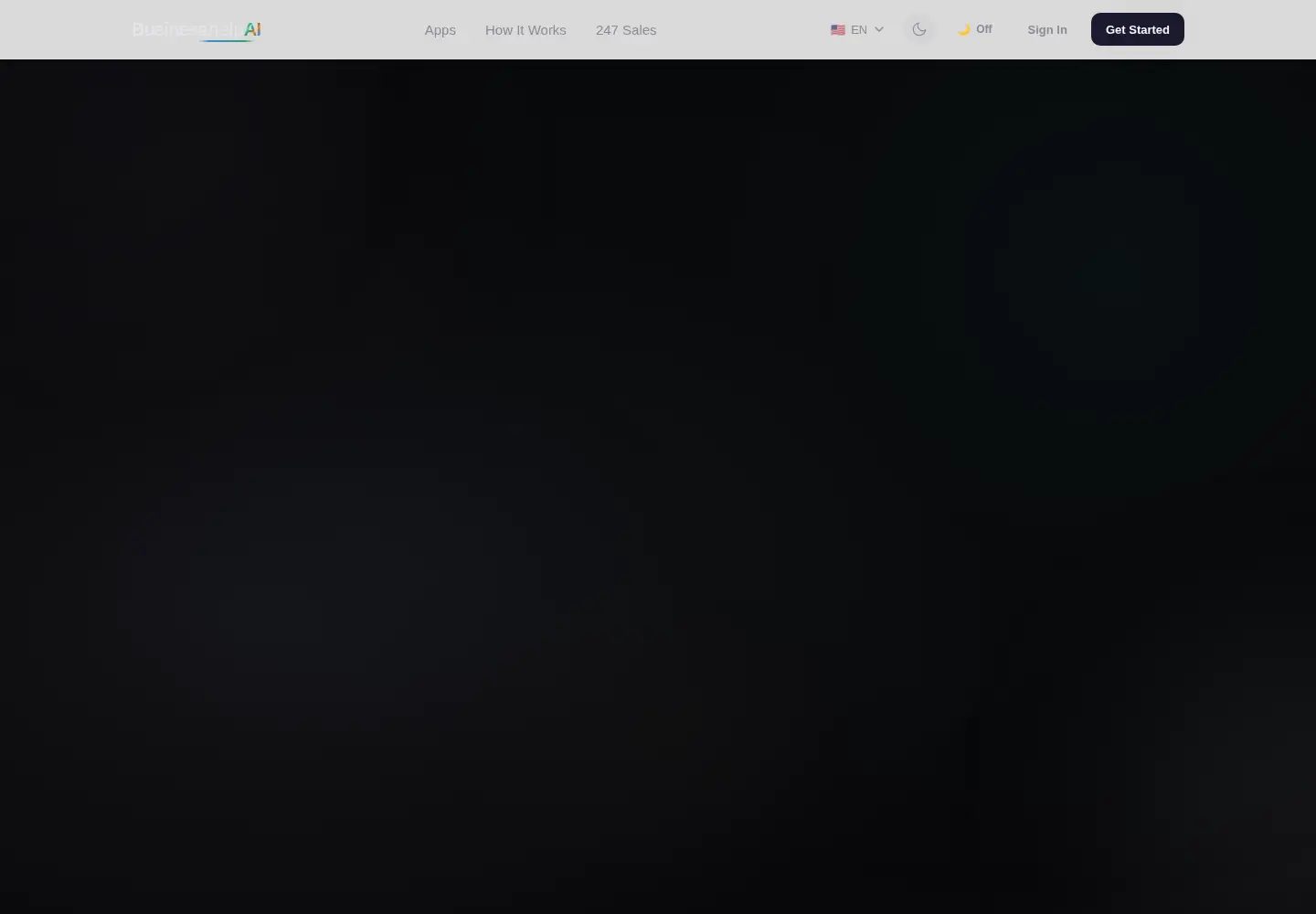 Captured homepage of businesshelpai.com in the current scan