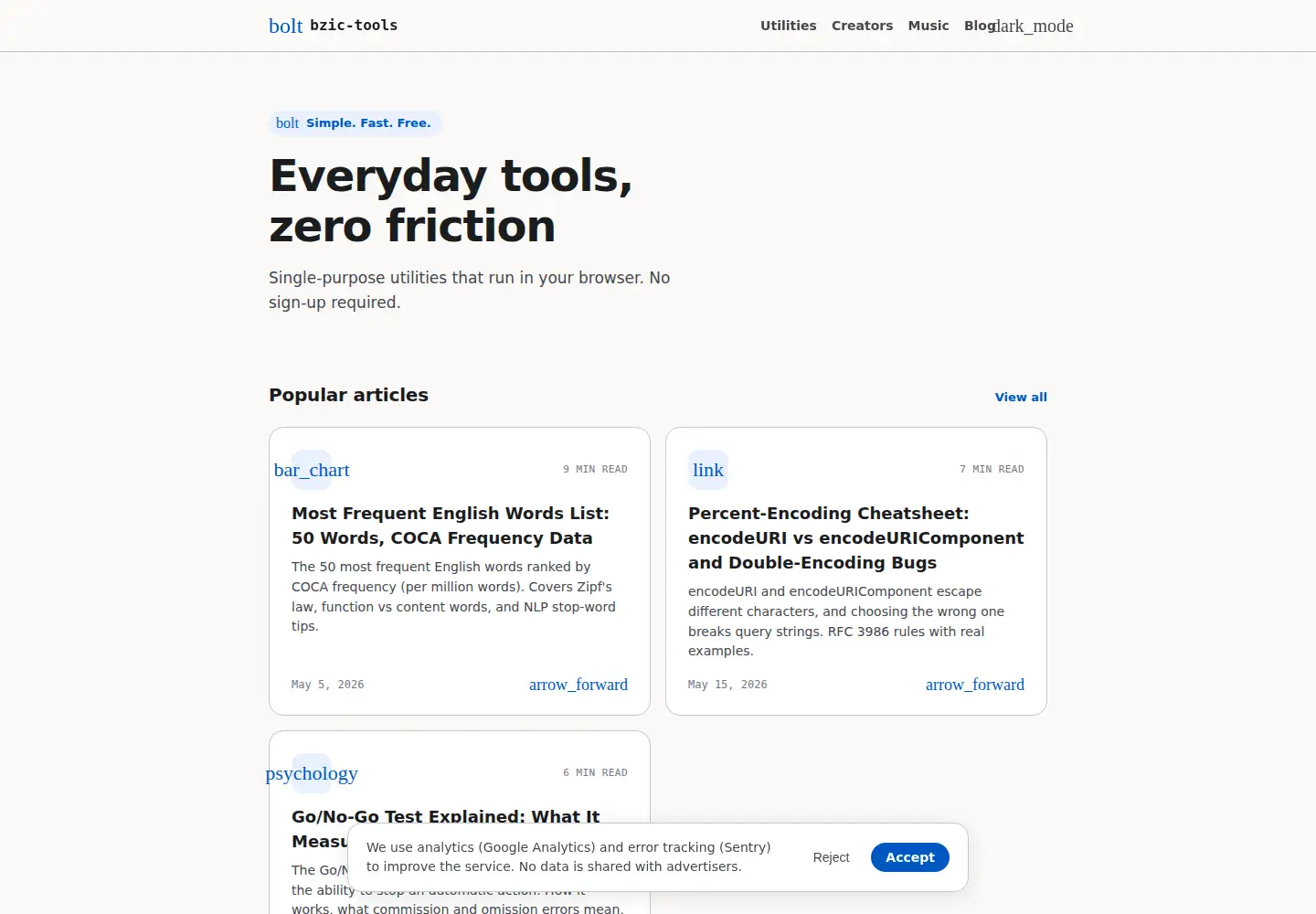 Captured homepage of bzic-tools.com in the current scan
