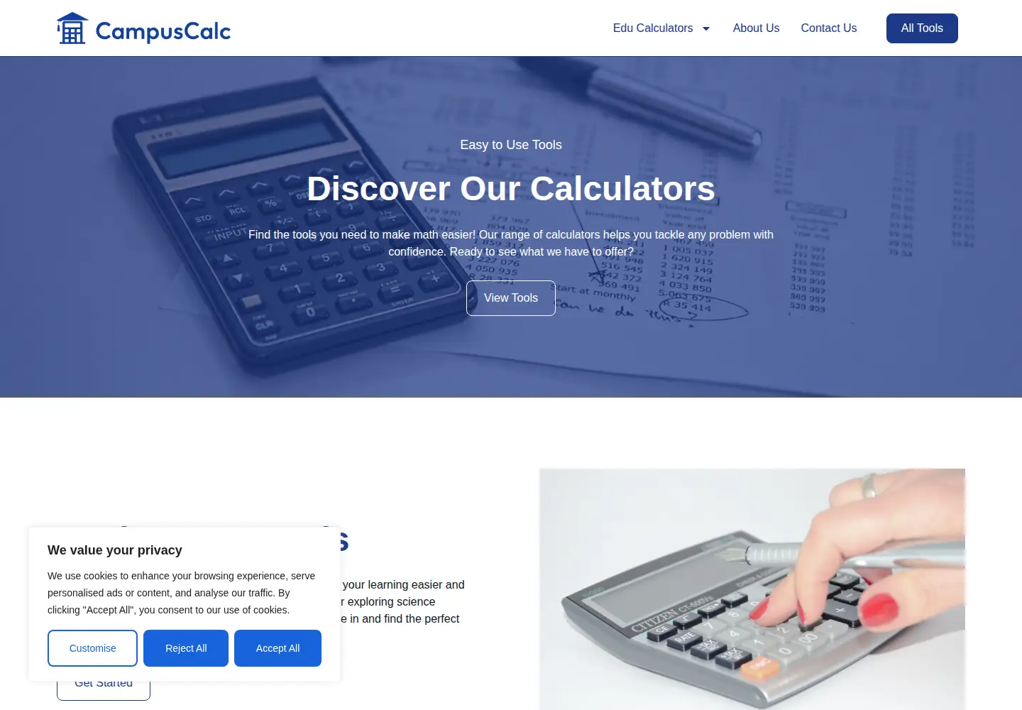 Screenshot of campuscalc.com
