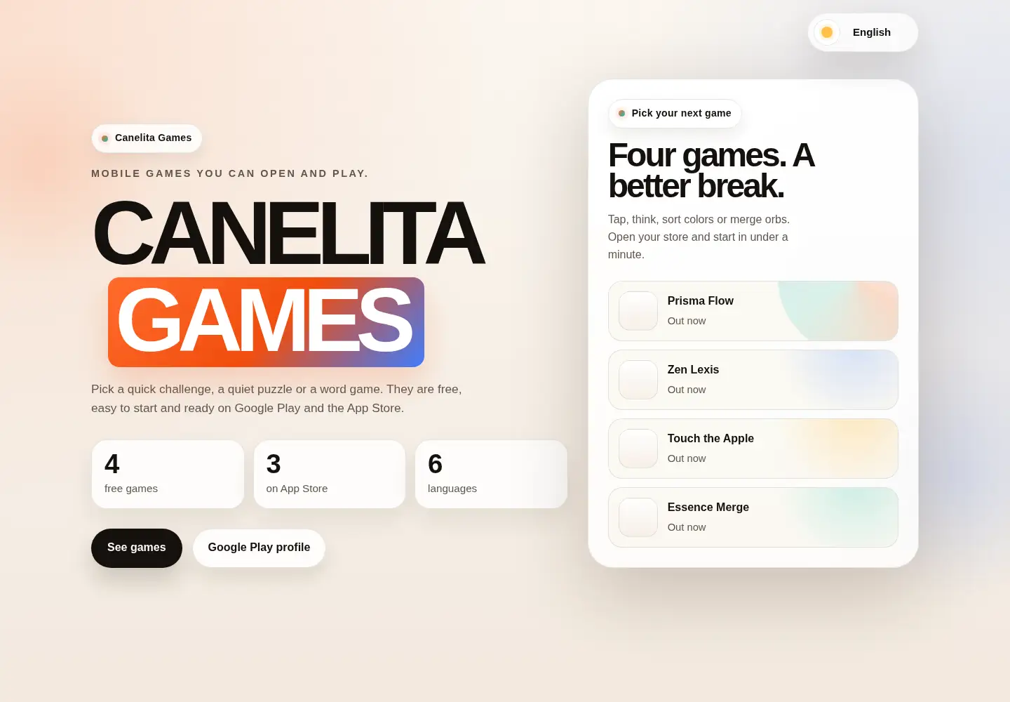Captured homepage of canelitagames.com in the current scan