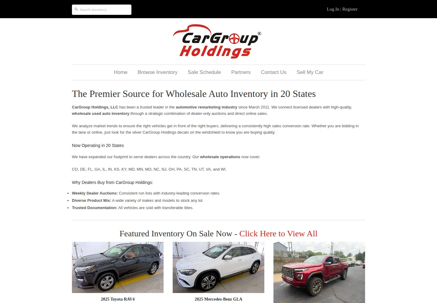 Captured homepage of cargroupholdings.com in the current scan