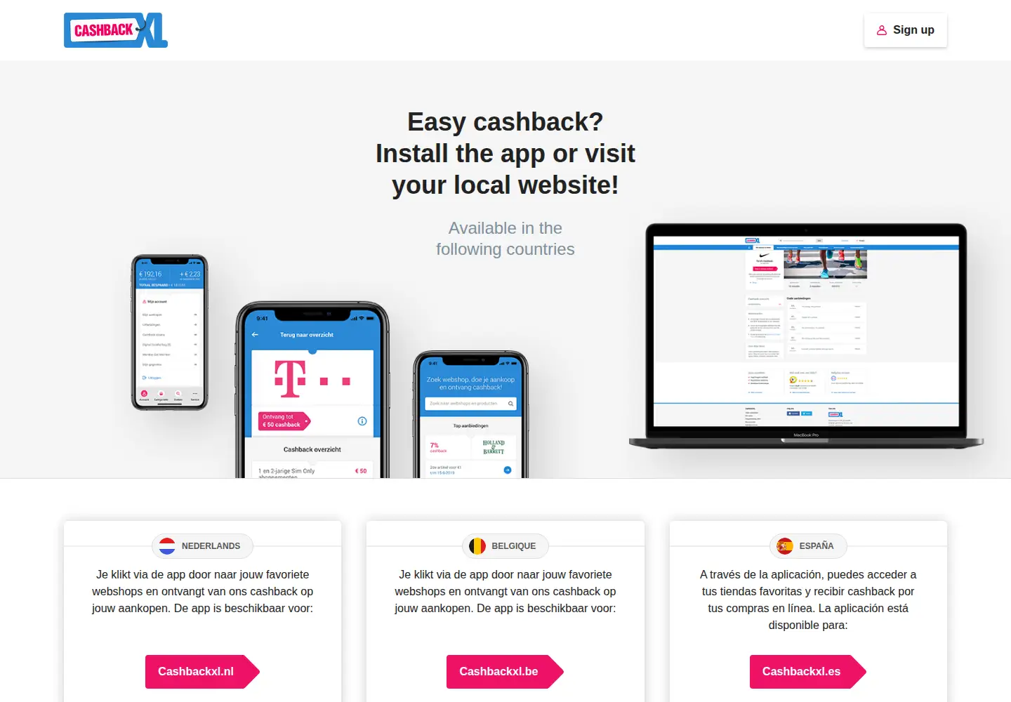 Screenshot of cashbackxl.com