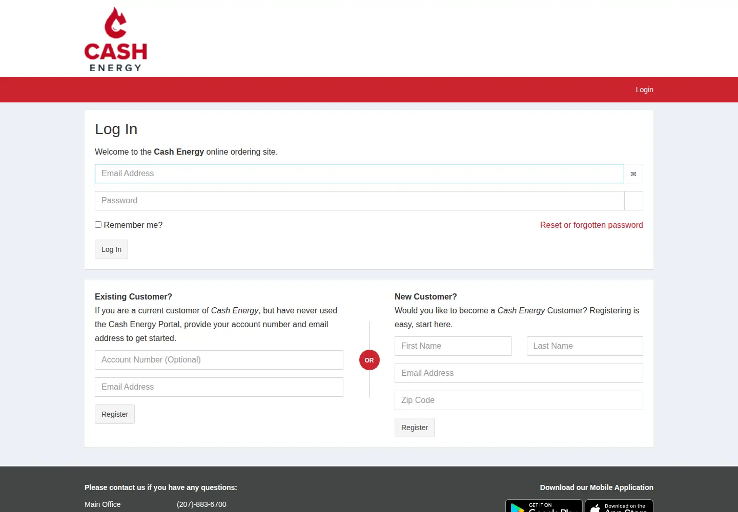 Screenshot of cashenergylogin.com
