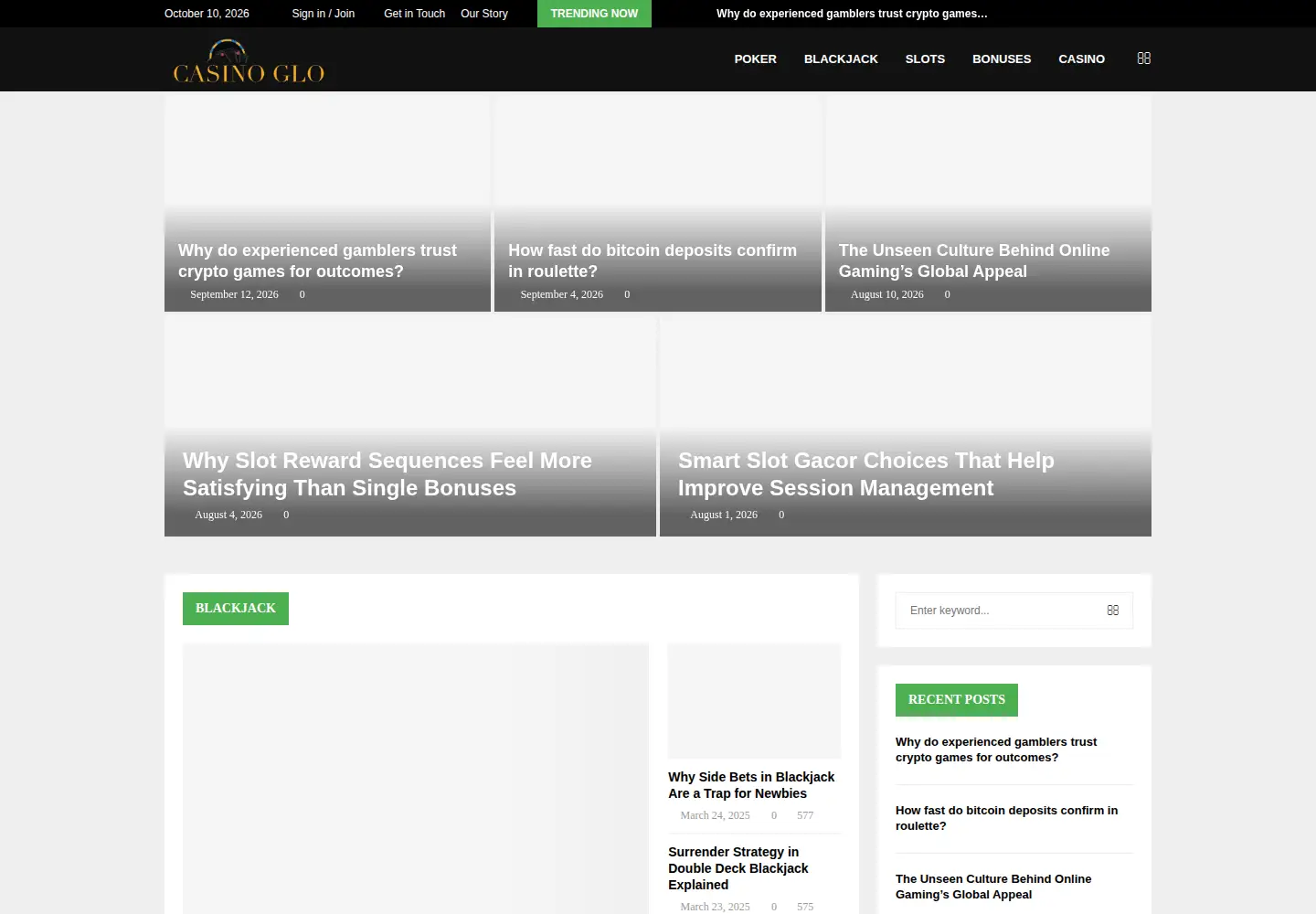 Screenshot of casinoglo.com