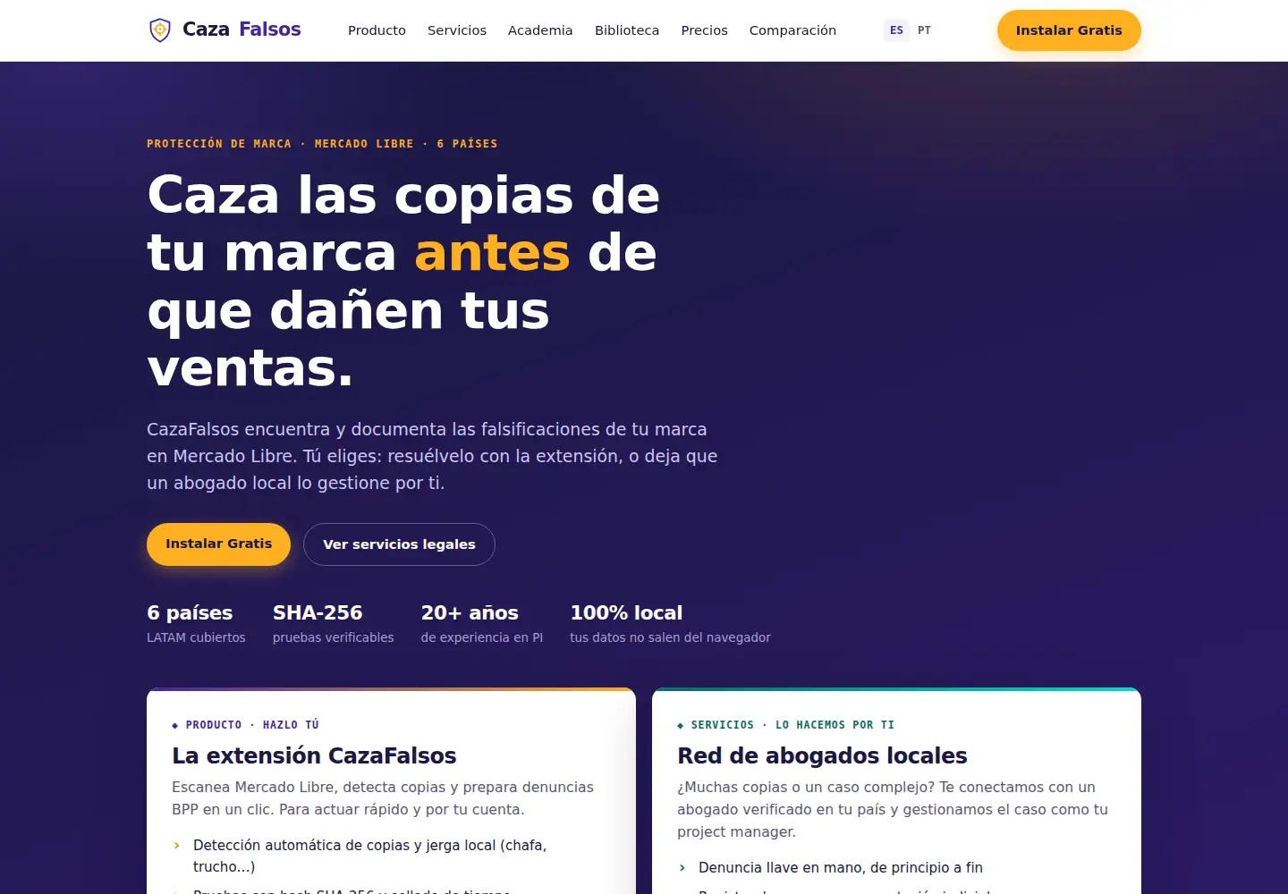 Screenshot of cazafalsos.com