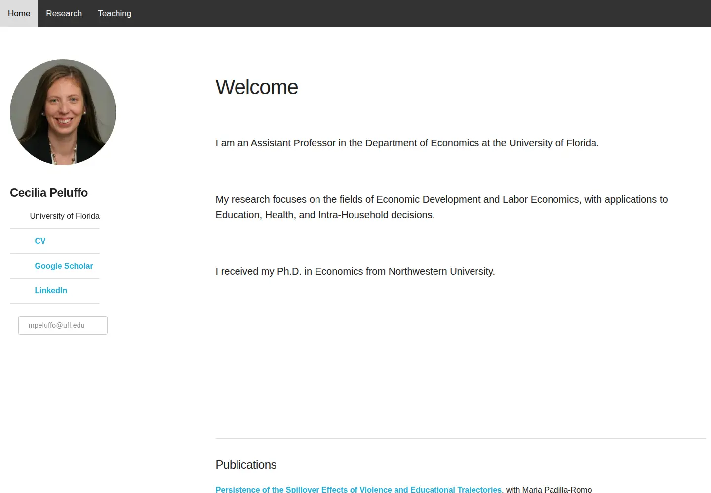 Captured homepage of ceciliapeluffo.com in the current scan