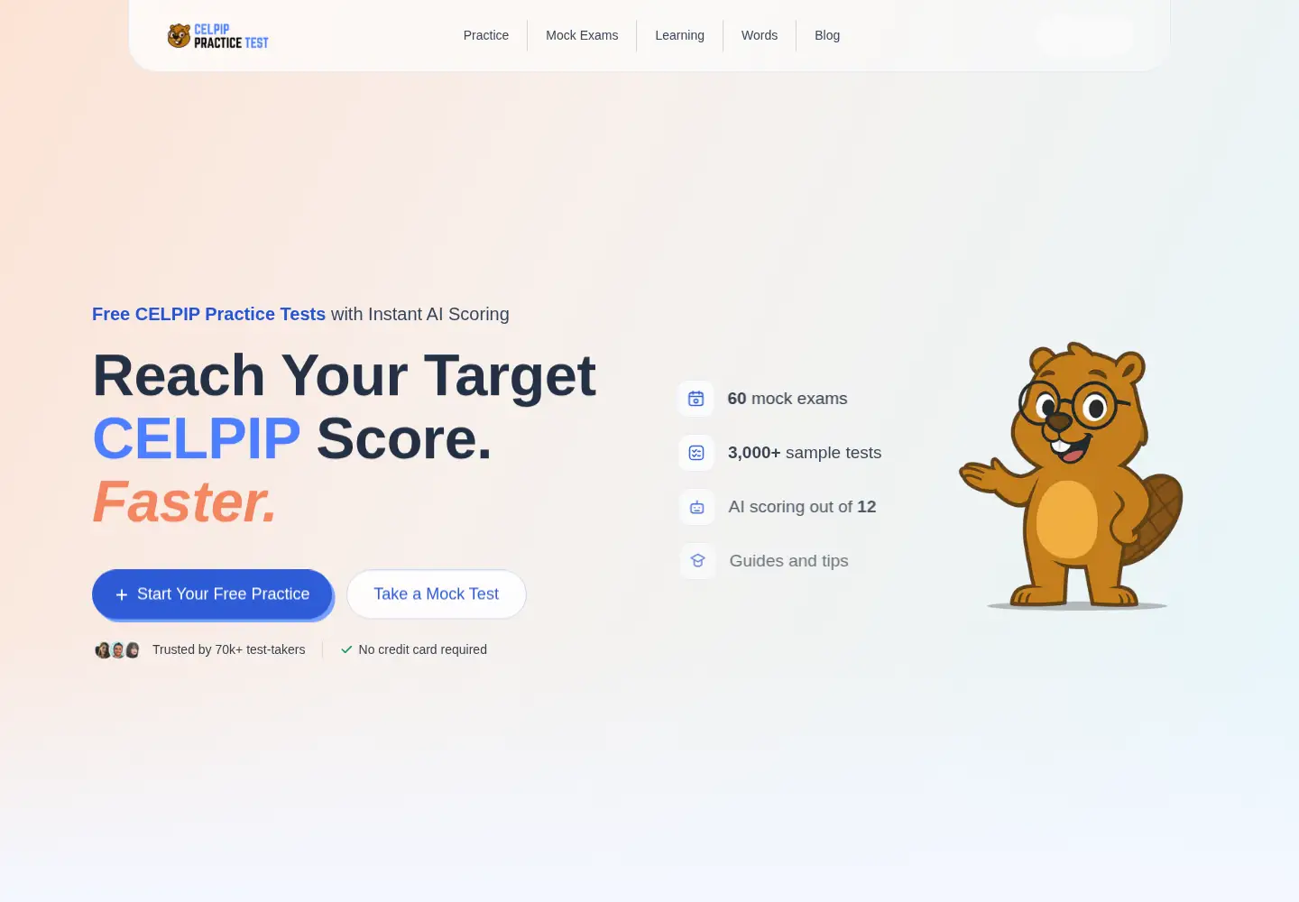 Screenshot of celpippracticetest.com