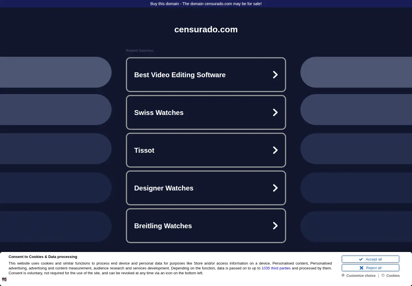 Captured homepage of censurado.com in the current scan