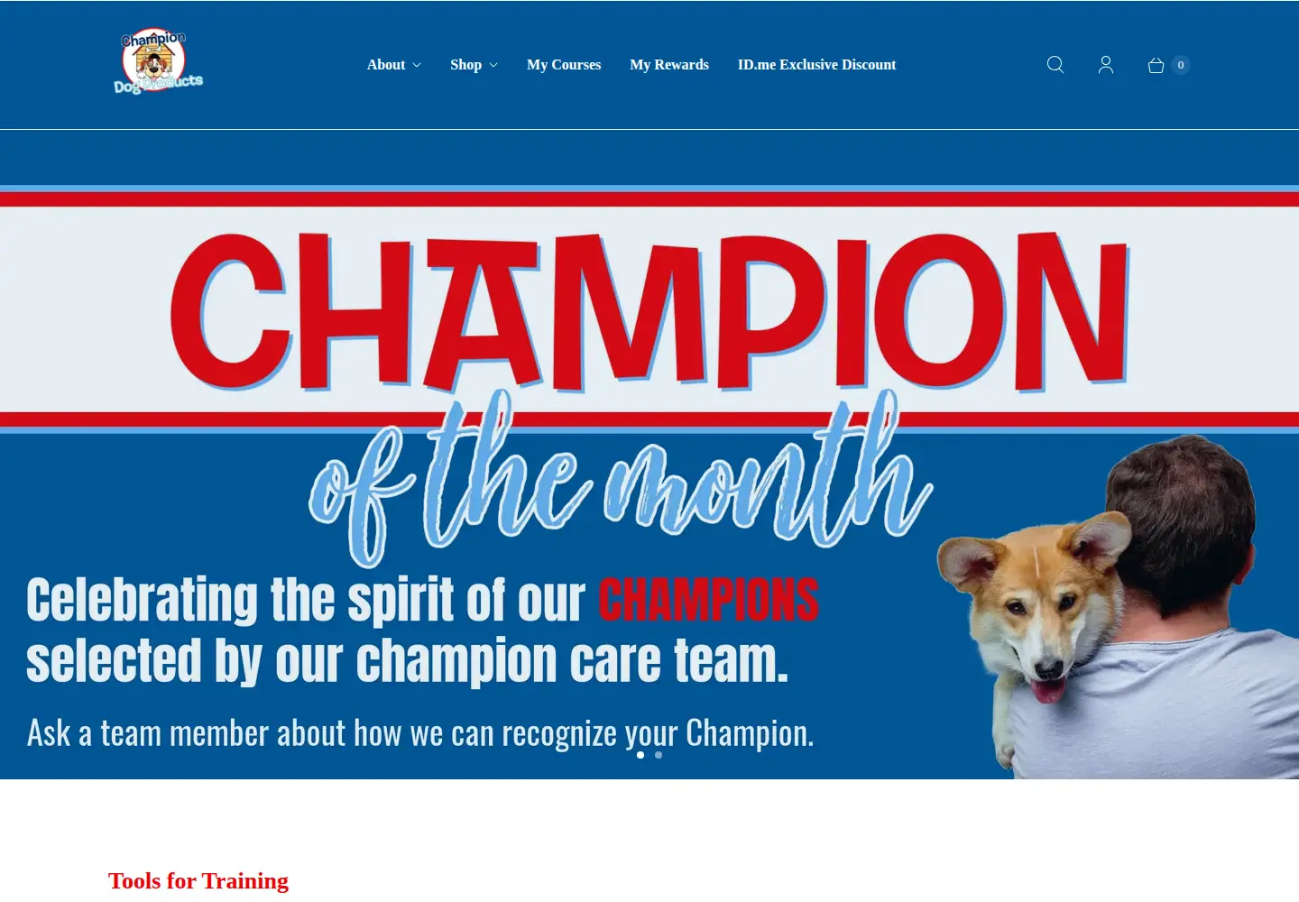 Captured homepage of championdogproducts.com in the current scan