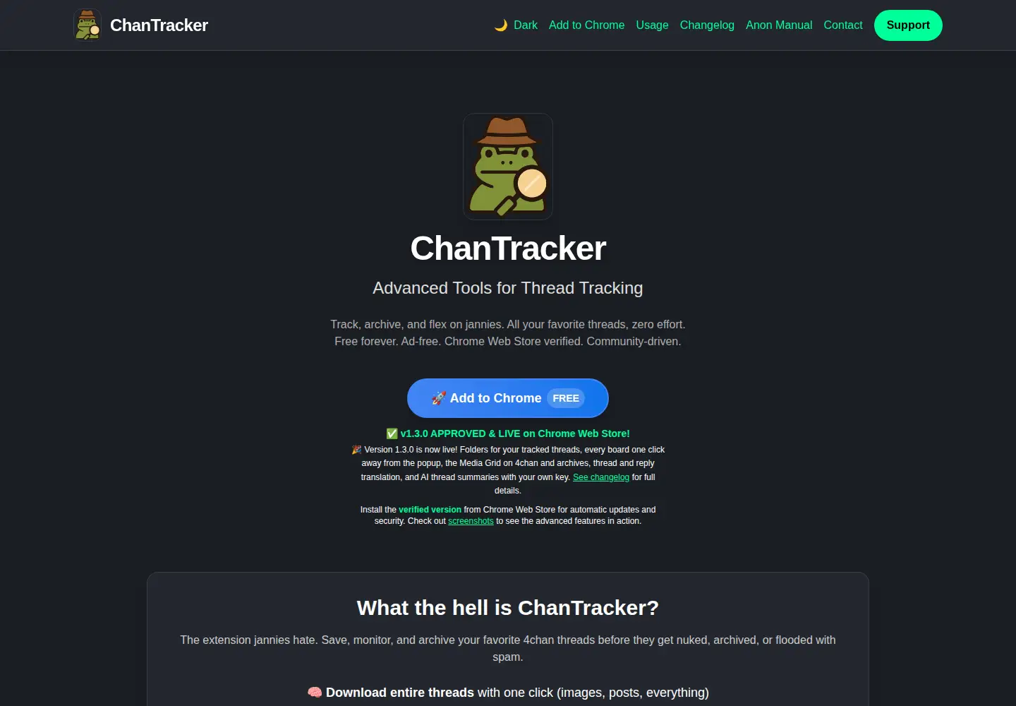 Screenshot of chantracker.com