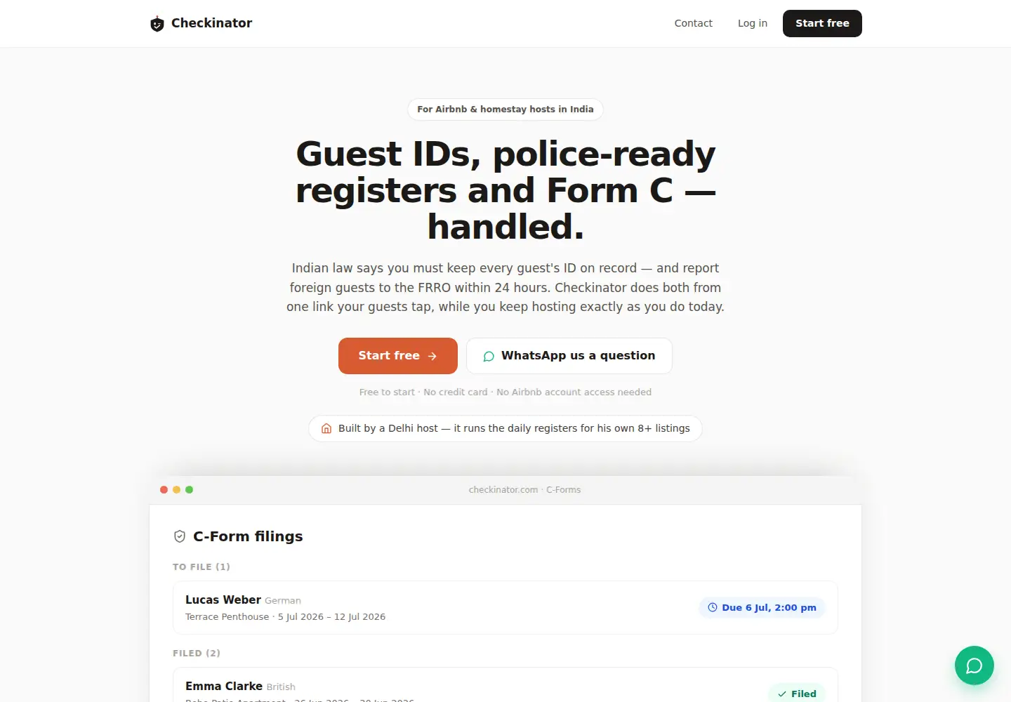 Captured homepage of checkinator.com in the current scan