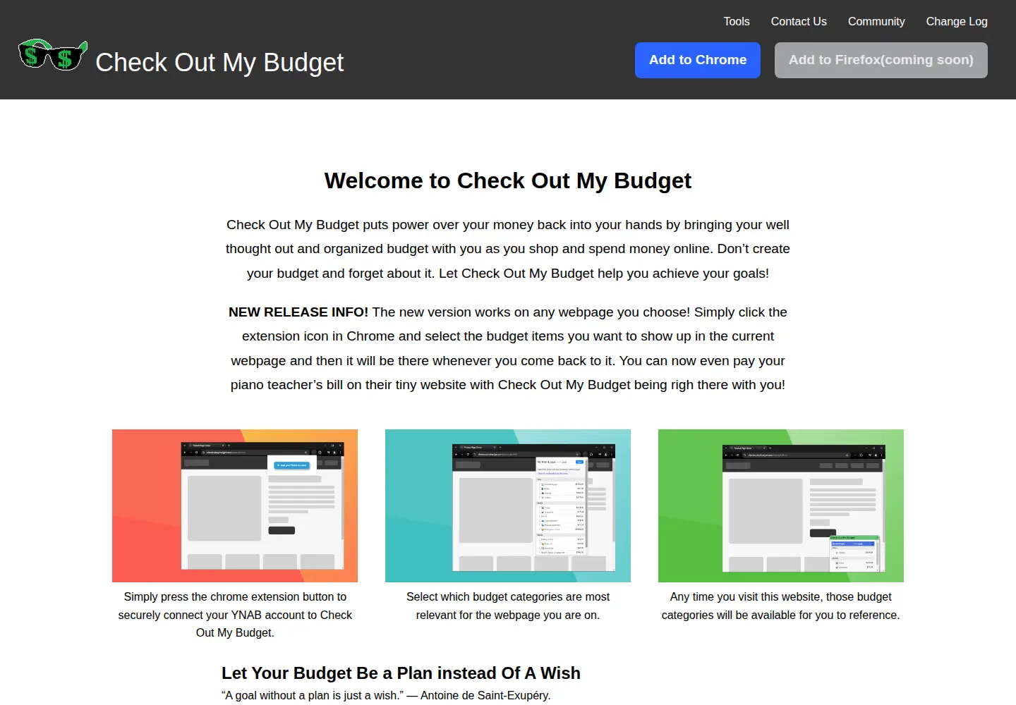 Screenshot of checkoutmybudget.com