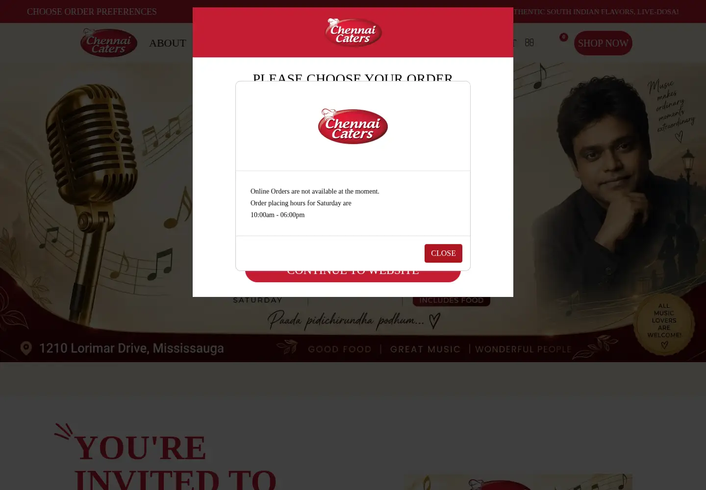 Screenshot of chennaicaters.com