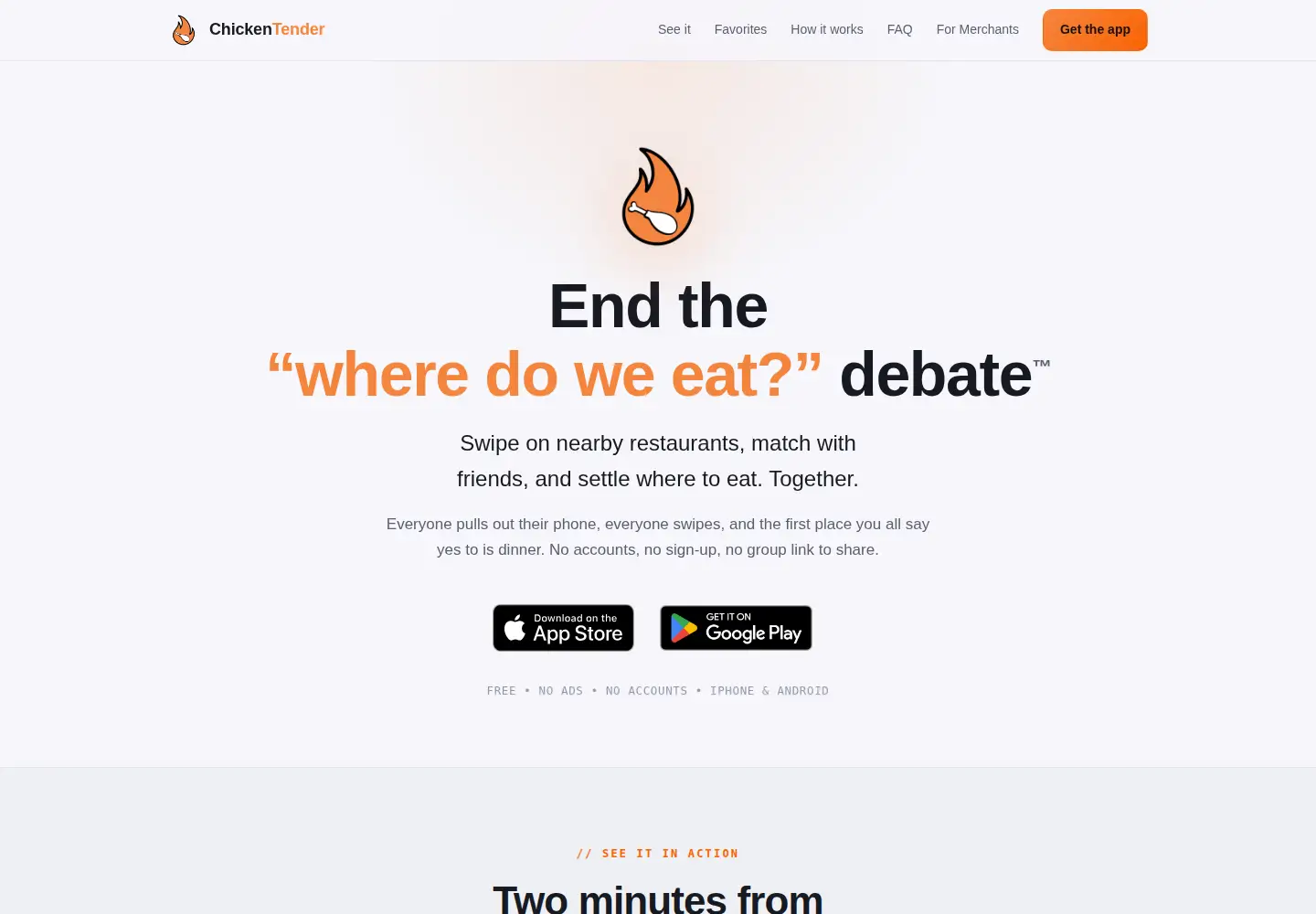 Captured homepage of chickentenderapp.com in the current scan