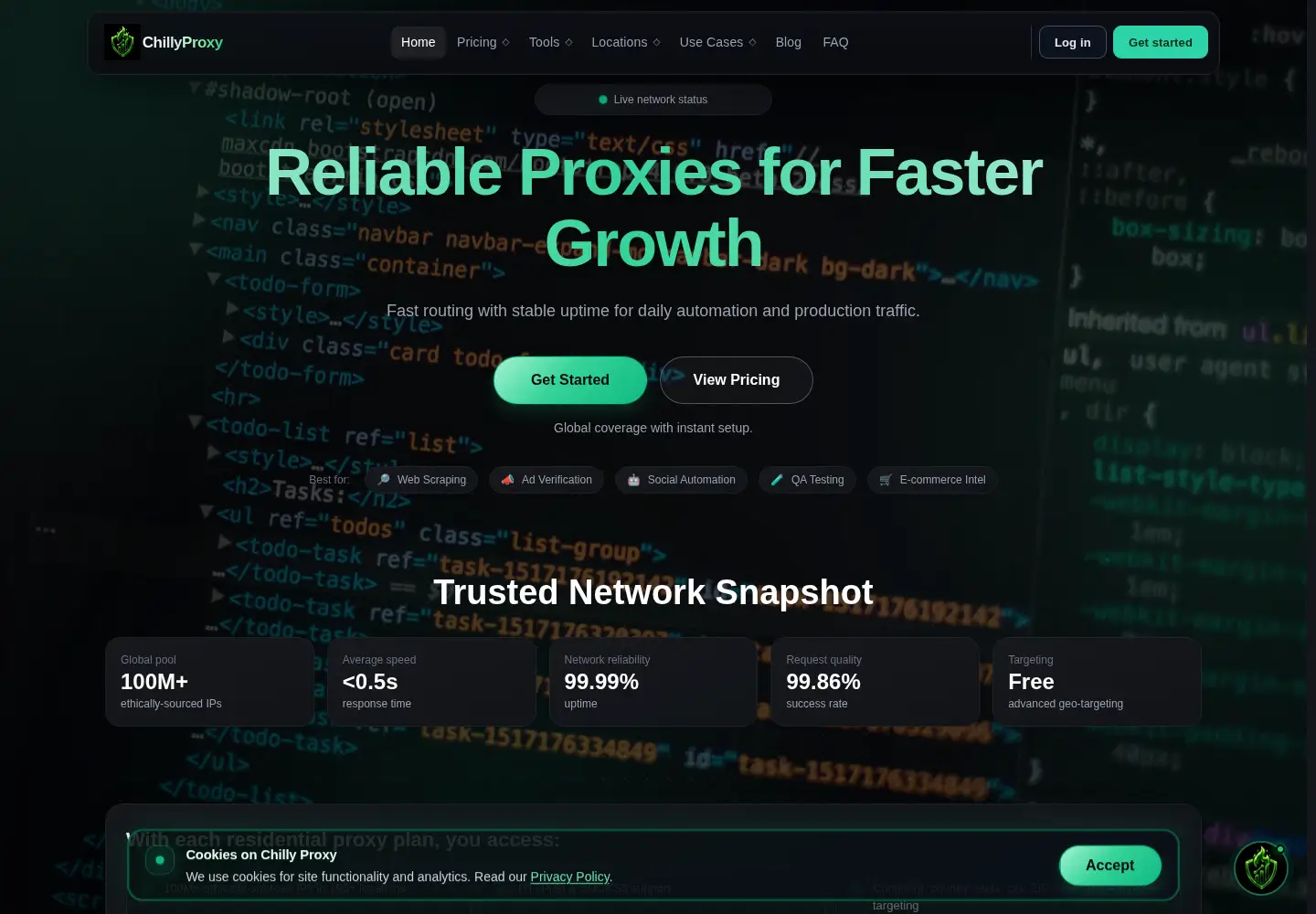 Screenshot of chillyproxy.com