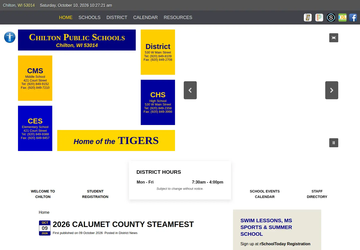 Screenshot of chiltonschools.com