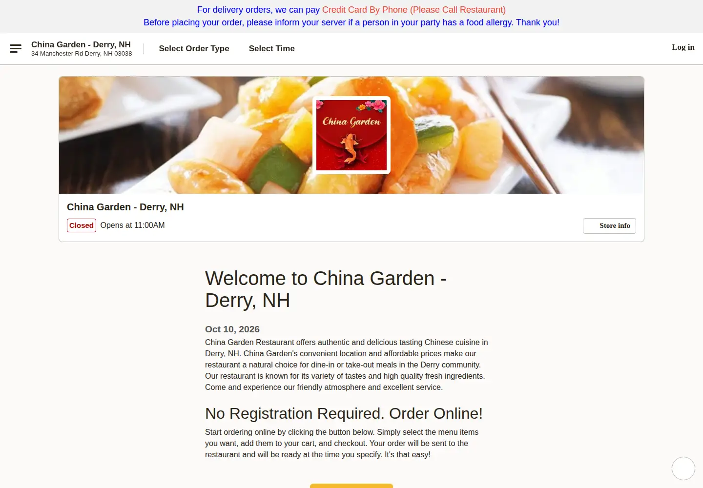 Captured homepage of chinagardenderrynh.com in the current scan