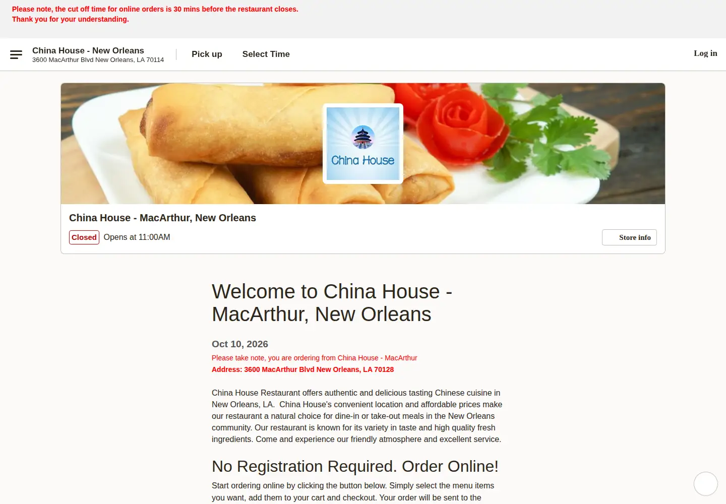 Captured homepage of chinahousenola.com in the current scan