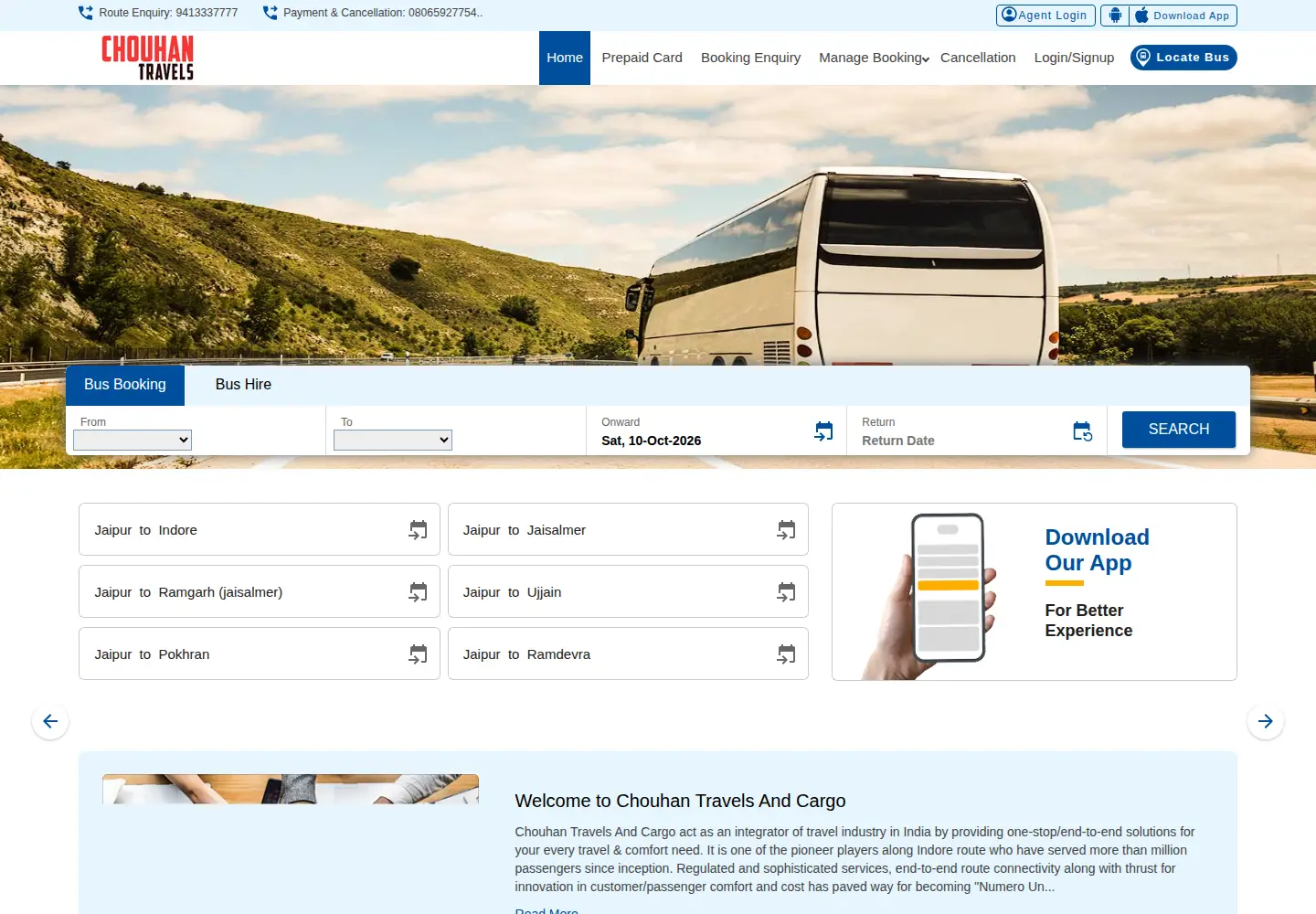 Screenshot of chouhantravelscargo.com