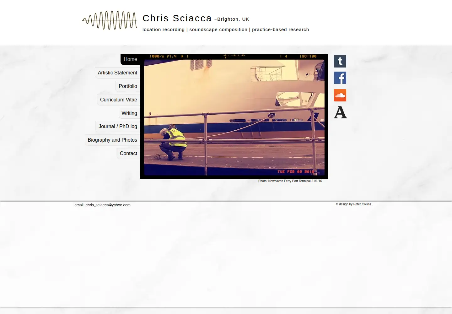 Captured homepage of chrissciacca.com in the current scan