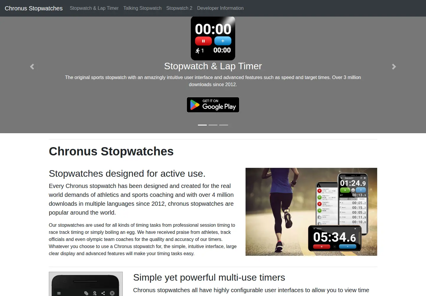 Screenshot of chronus-stopwatches.com