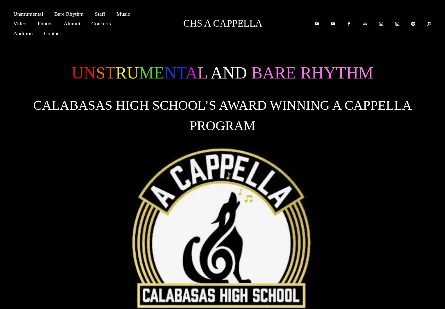 Captured homepage of chsacappella.com in the current scan