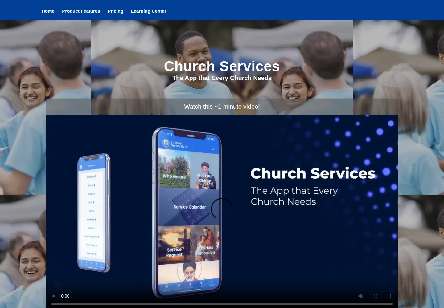 Captured homepage of church-services.com in the current scan