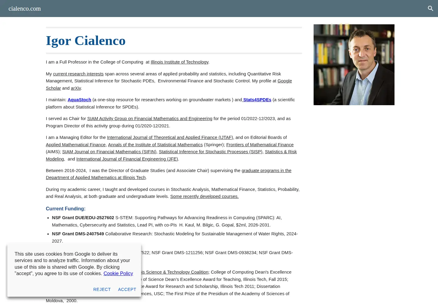 Captured homepage of cialenco.com in the current scan