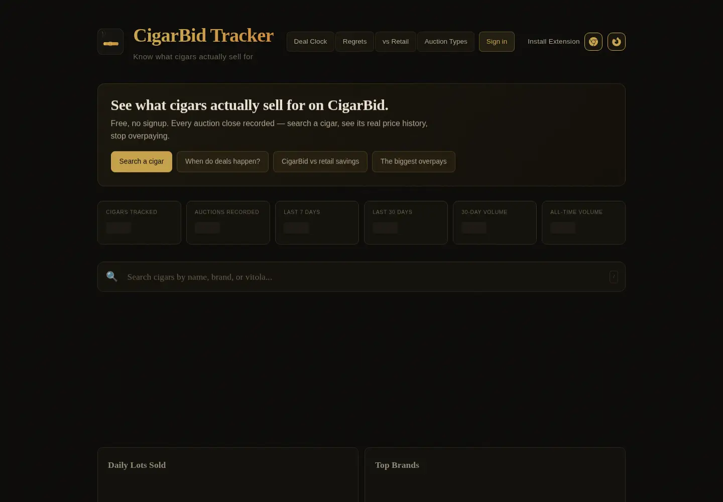 Screenshot of cigarpricetracker.com