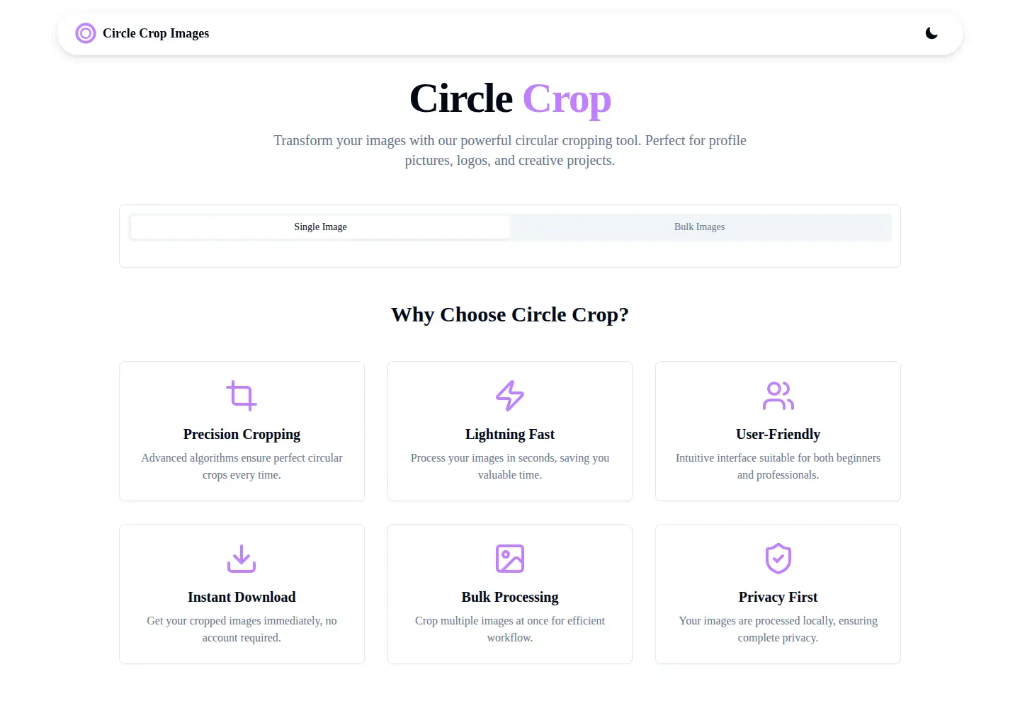 Screenshot of circlecropimages.com