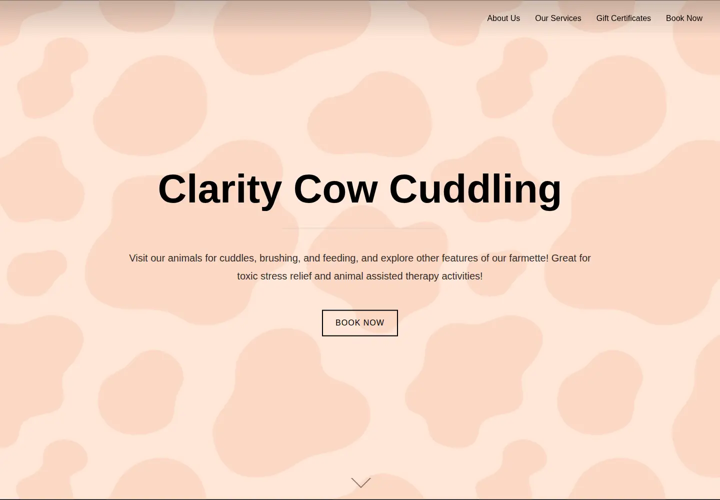Captured homepage of claritycowcuddling.com in the current scan