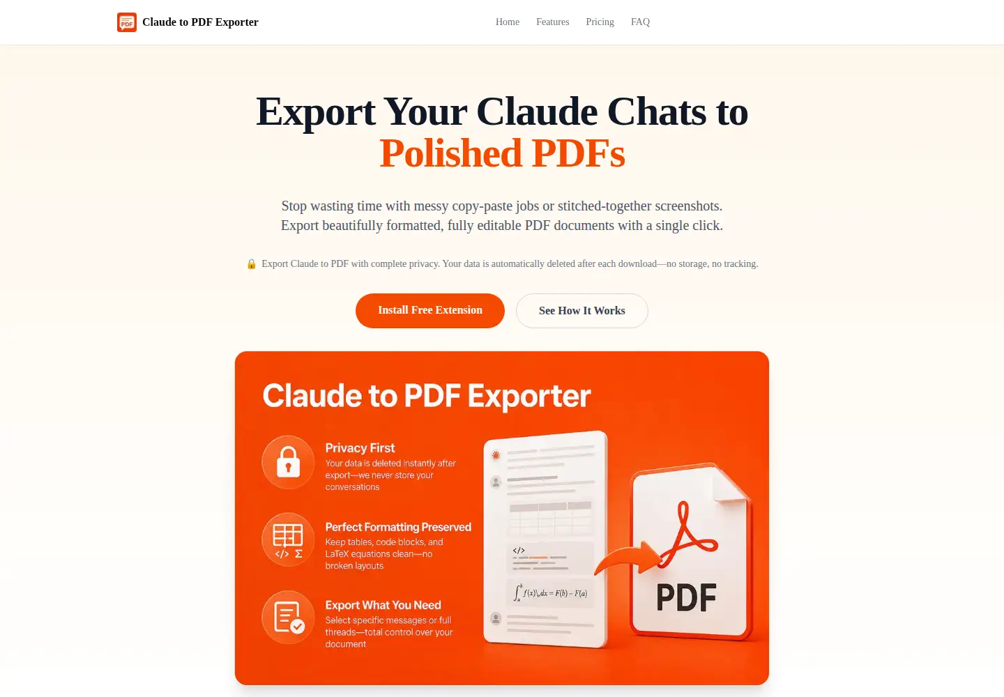 Screenshot of claude2pdf.com