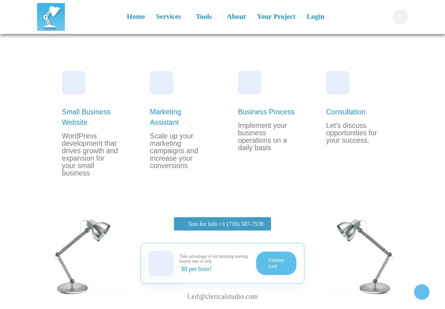 Captured homepage of clericalstudio.com in the current scan