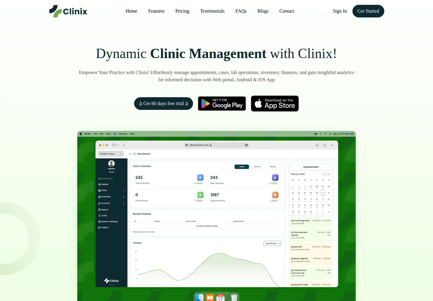 Screenshot of clinixsystem.com