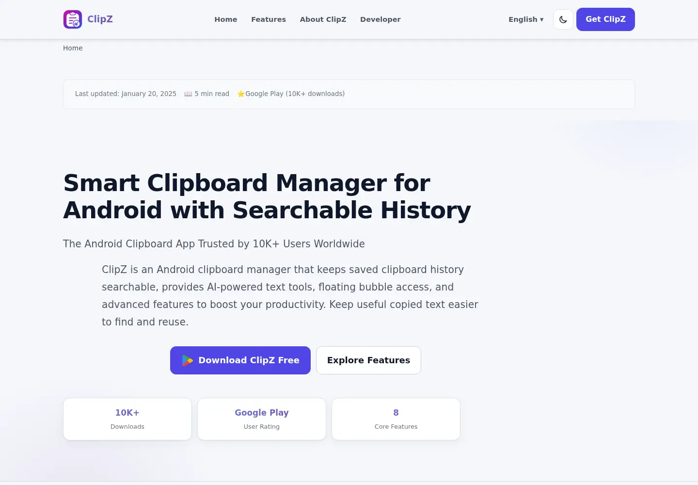 Screenshot of clipzboard.com