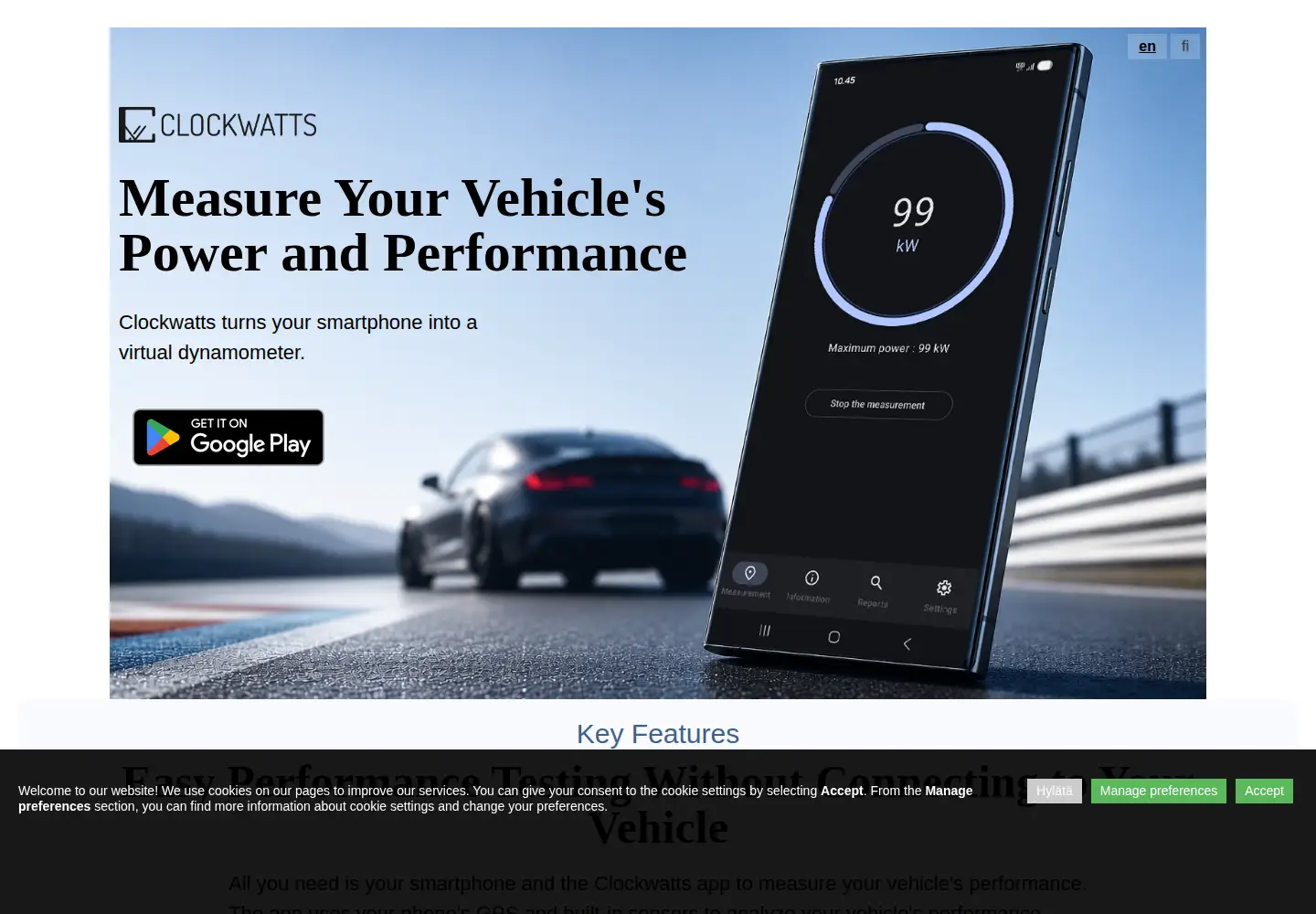 Screenshot of clockwatts.com