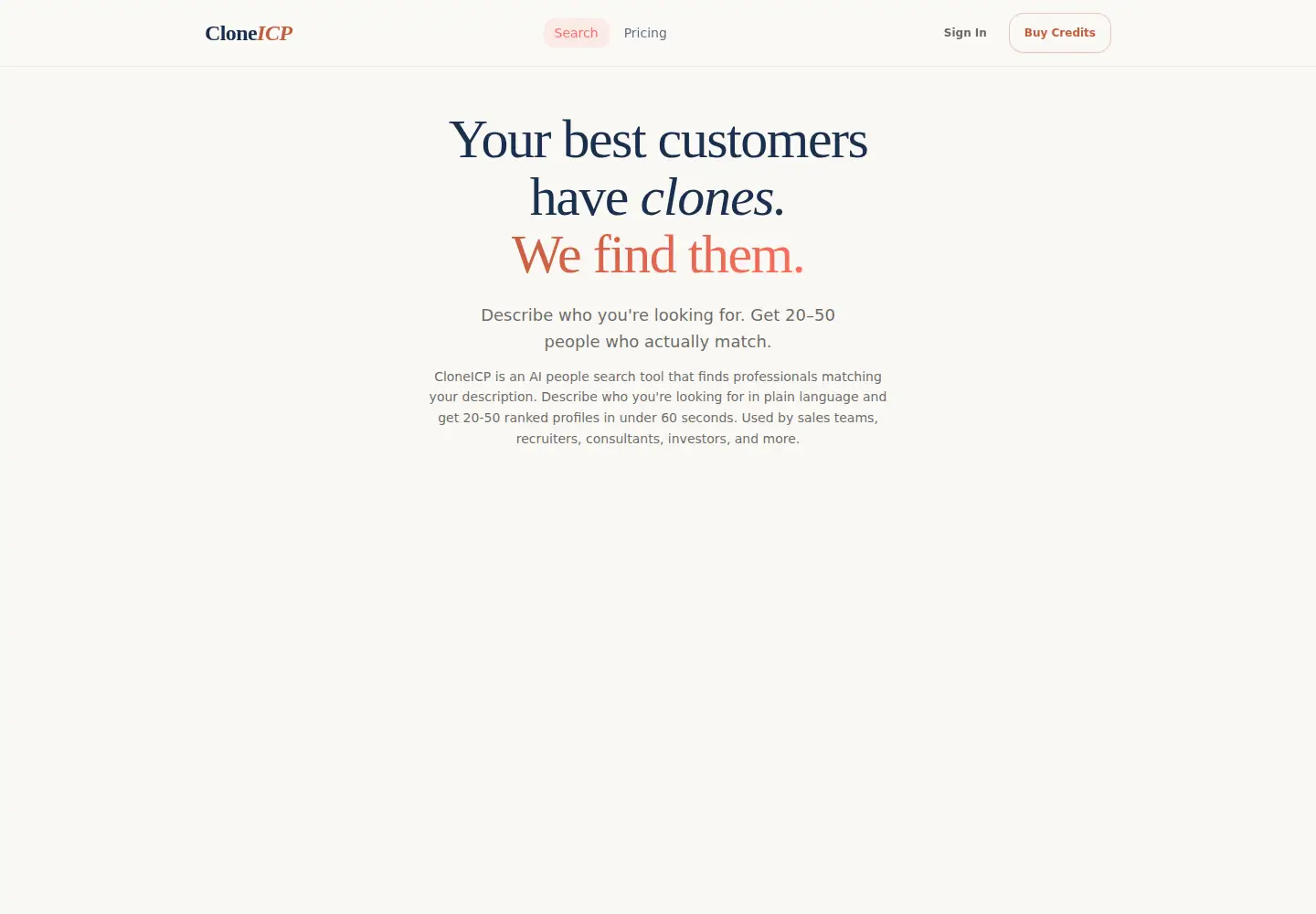 Captured homepage of cloneicp.com in the current scan