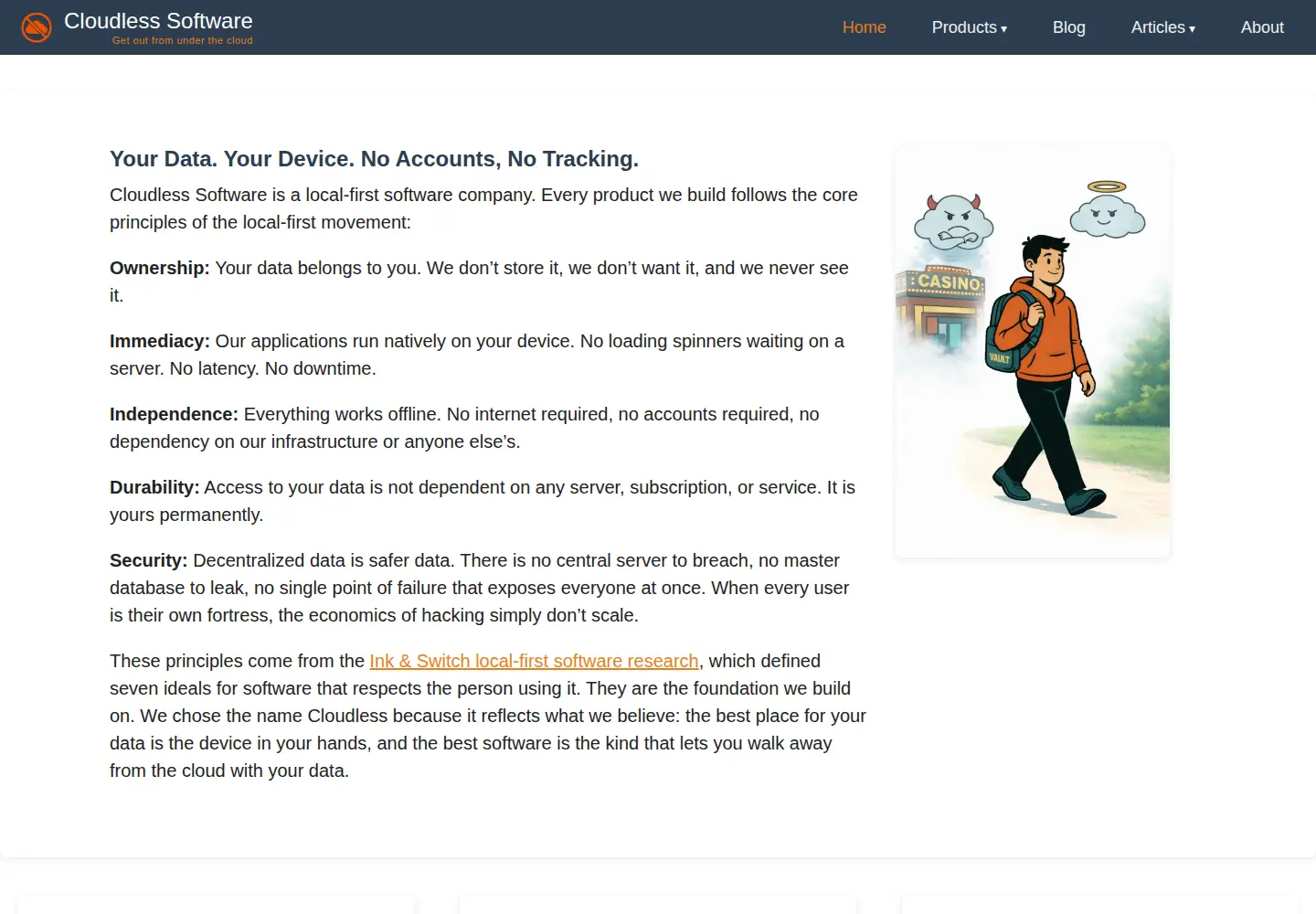 Captured homepage of cloudlesssoftware.com in the current scan