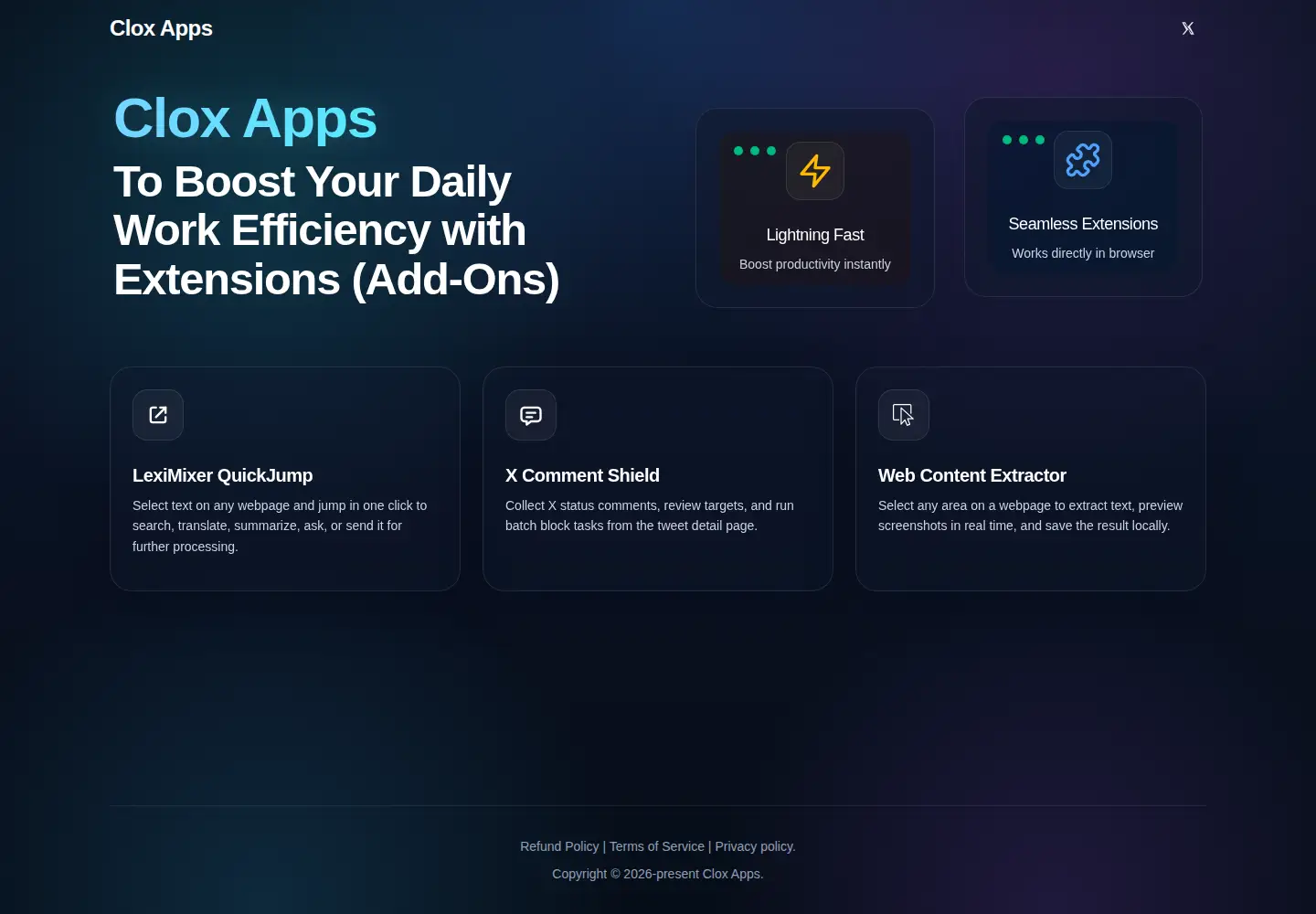 Captured homepage of cloxapps.com in the current scan