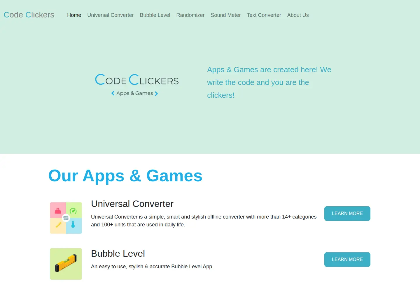 Captured homepage of codeclickers.com in the current scan