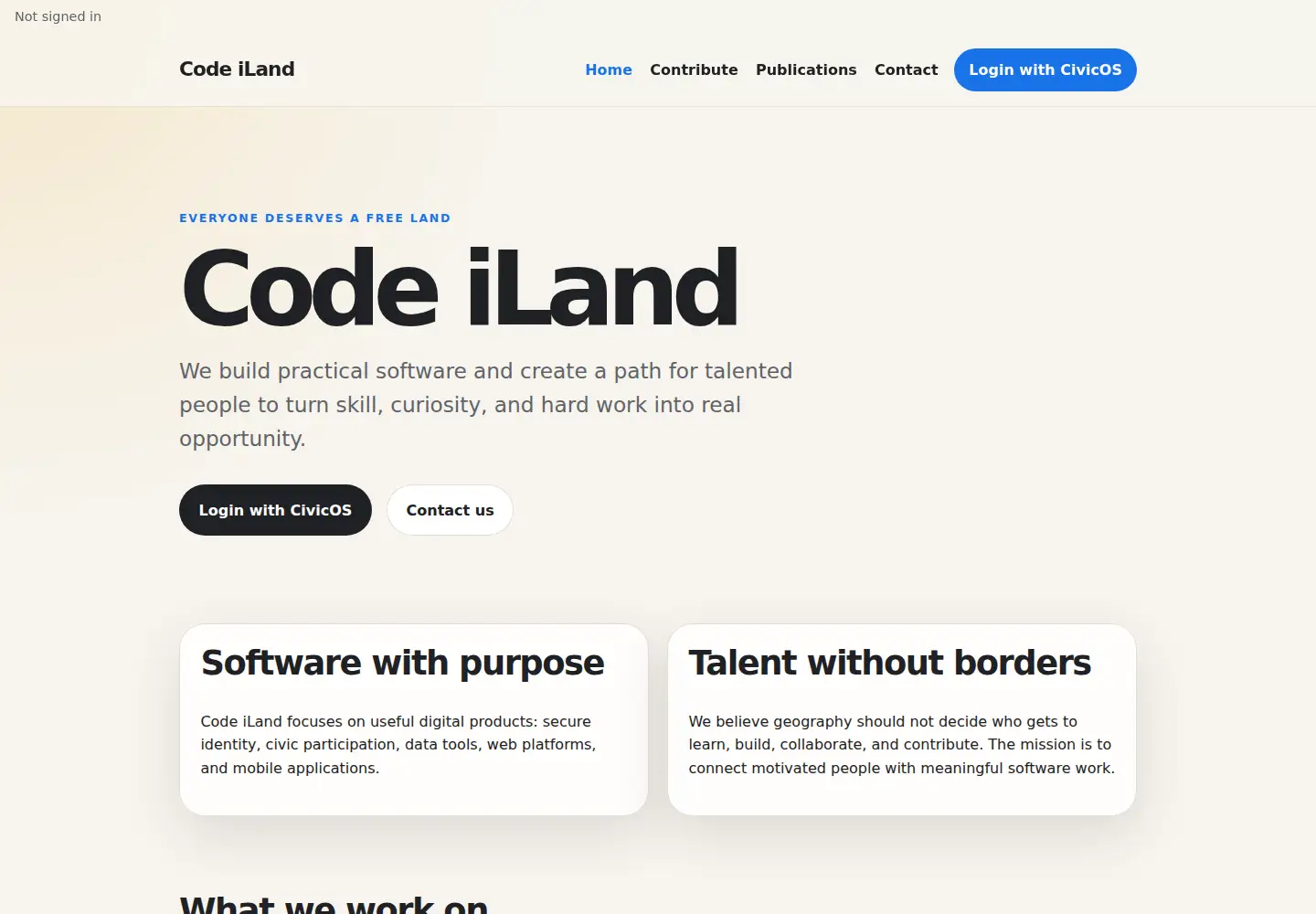 Captured homepage of codeiland.com in the current scan